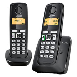 Gigaset A220A Digital Cordless Telephone with Answering Machine, Duo DECT, Black